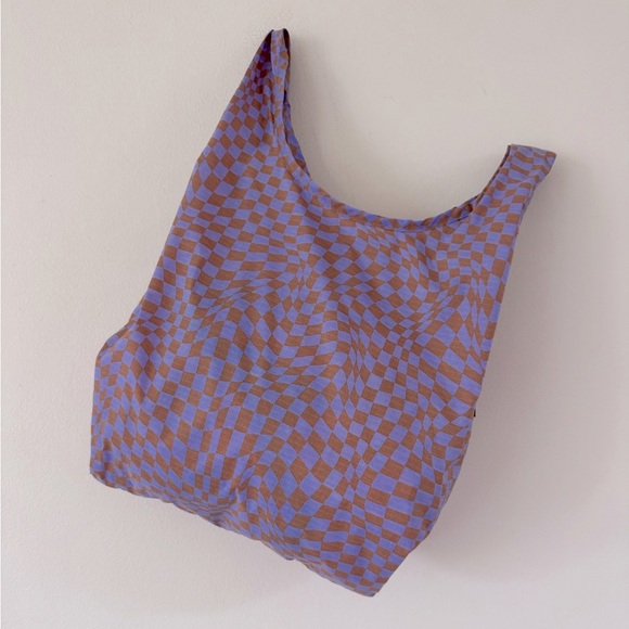 BAGGU Baby Lavender Trippy Checker Mini Nylon Bag - Picture 3 of 4